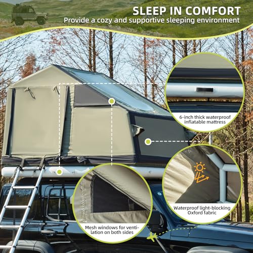 YOLENY Inflatable Tents for Camping, 4/6/8/10/12 Person Tent with TPU Skylight, Mesh Windows, Stove Jack & Pump, Easy Setup 4 Season Glamping Tent