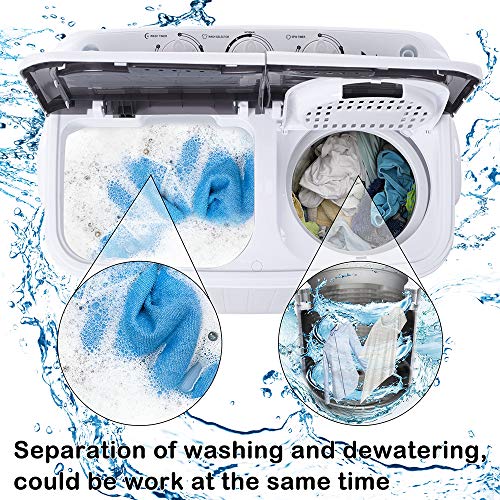 Big Capacity Compact Twin Tub Portable Mini Washing Machine 14.3lbs/16.5lbs Capacity, Built-in Drain Pump/Washer and Spin Dryer Combo,Semi-Automatic