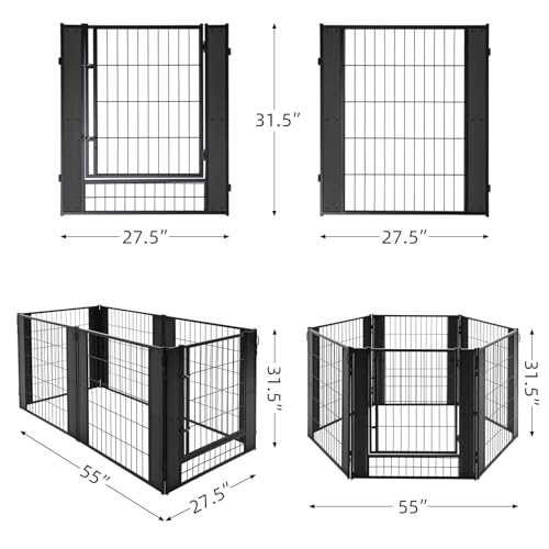 Heavy Duty Dog Playpen 32 Inch Height - Indoor Outdoor Pet Fence Enclosure for Medium and Small Dogs
