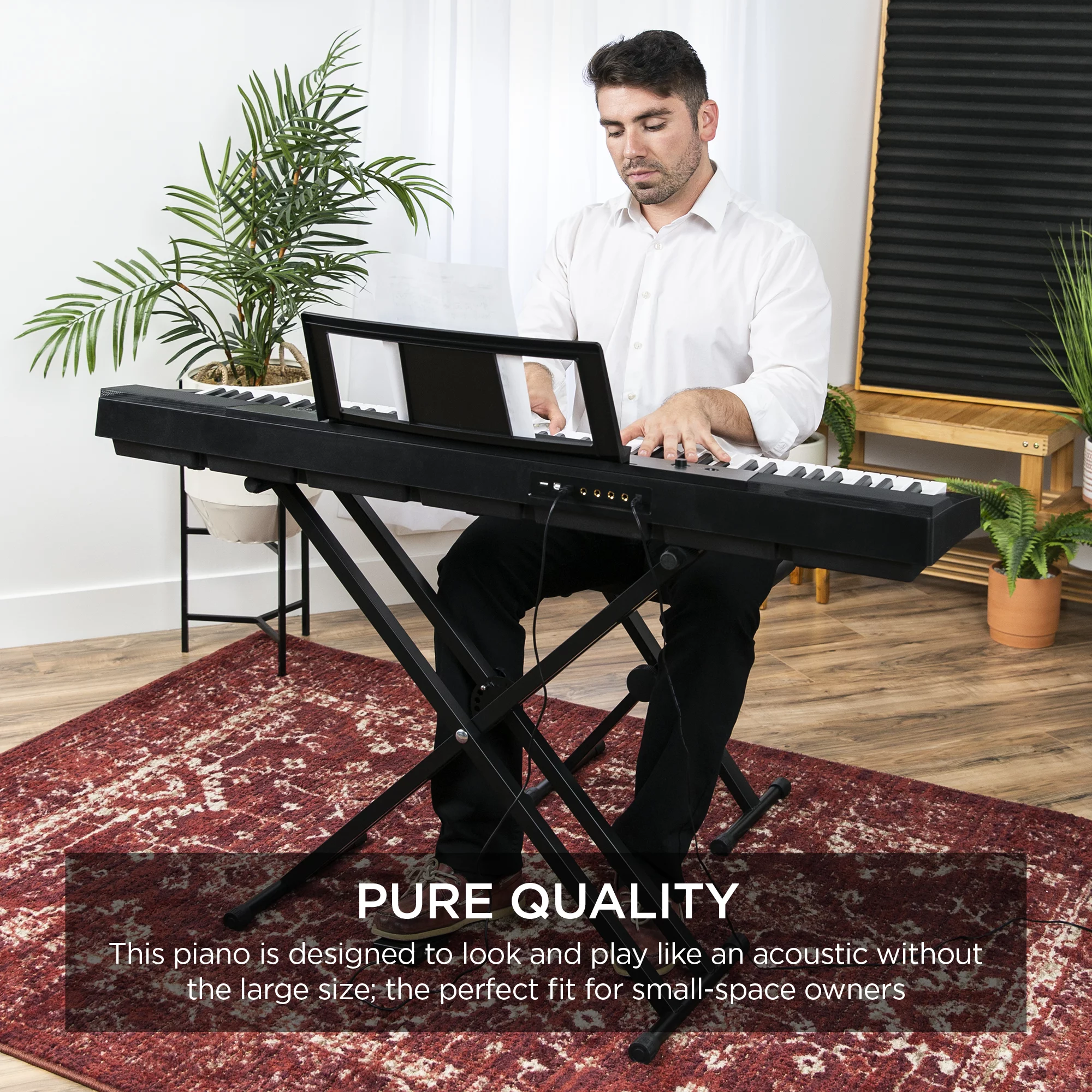 Best Choice Products 88-Key Full Size Digital Piano for All Player Levels w/ Semi-Weighted Keys, Stand, Pedal - Black