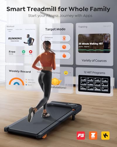 Walking Pad Treadmill with 10% Incline, Under Desk Treadmill, Compact Portable Treadmills for Home Office, 285lbs Capacity, APP/Remote Control