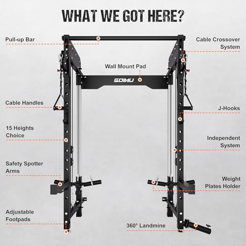 WM3-V4 Folding Squat Rack, Wall Mounted Power Rack with Dual Independent Pulley System