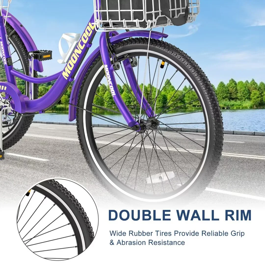 Docred Adult Tricycle 7 Speed 24 Inch Three Wheel Bike Cruiser Trike for Men/Women/Seniors