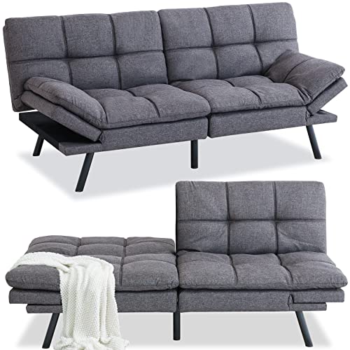 MUUEGM Futon Sofa Bed Modern Convertible Futon Couch Memory Foam Sleeper Sofa,Loveseat Couch with Adjustable Armrest Backrest for Living Room