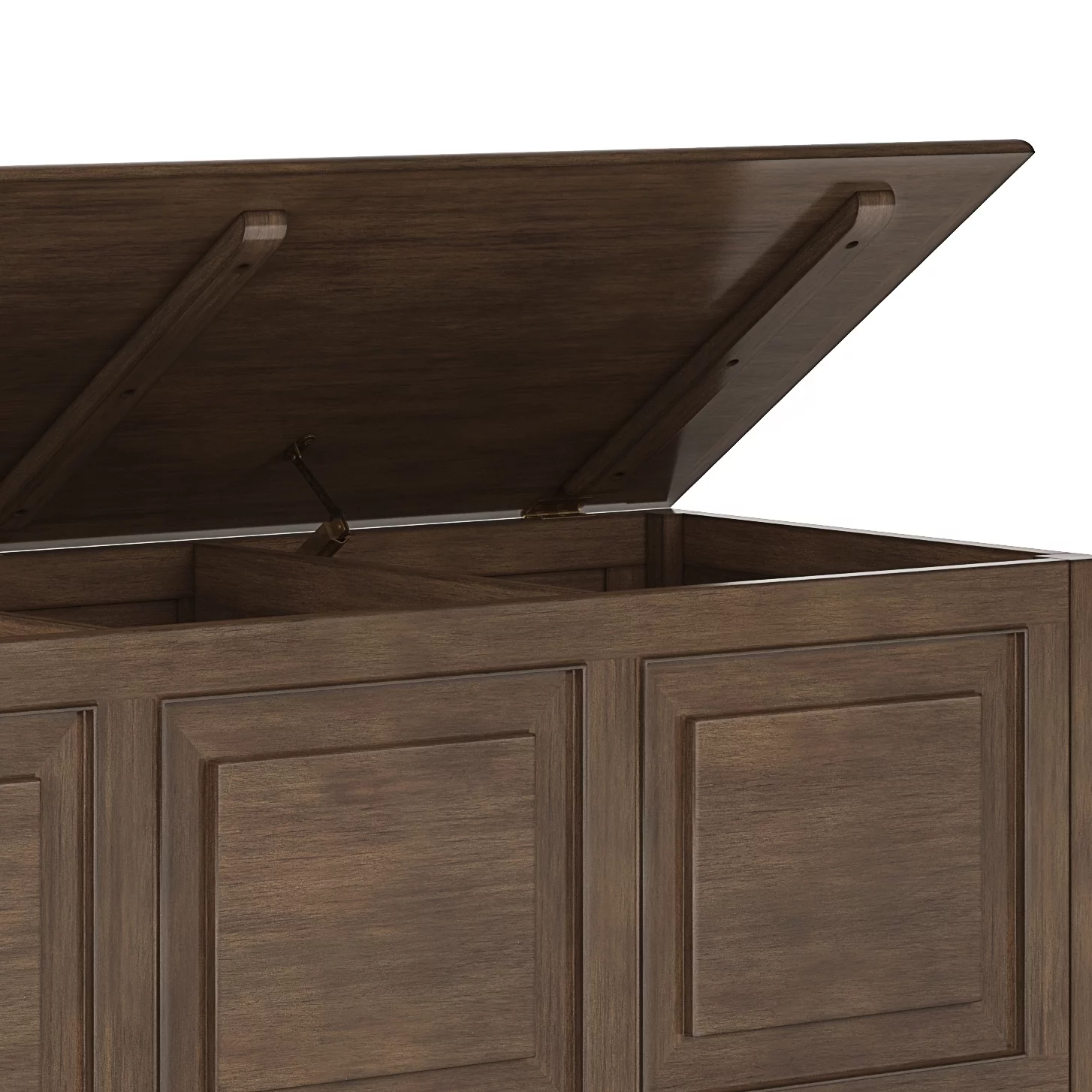 Simpli Home Connaught Traditional Solid Wood Storage Bench in Natural Aged Brown