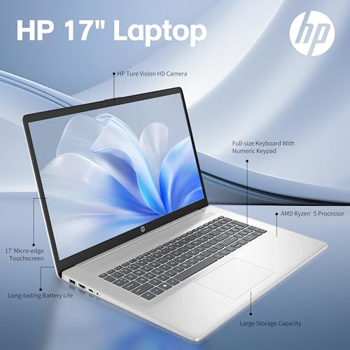 HP 17.3 inch Laptop, AMD Ryzen 5 7530U Processor (Beats Intel Core i7-1065G7), 17.3" HD+ Touchscreen, 32GB RAM, 1TB SSD, Windows 11 Home, Wi-Fi