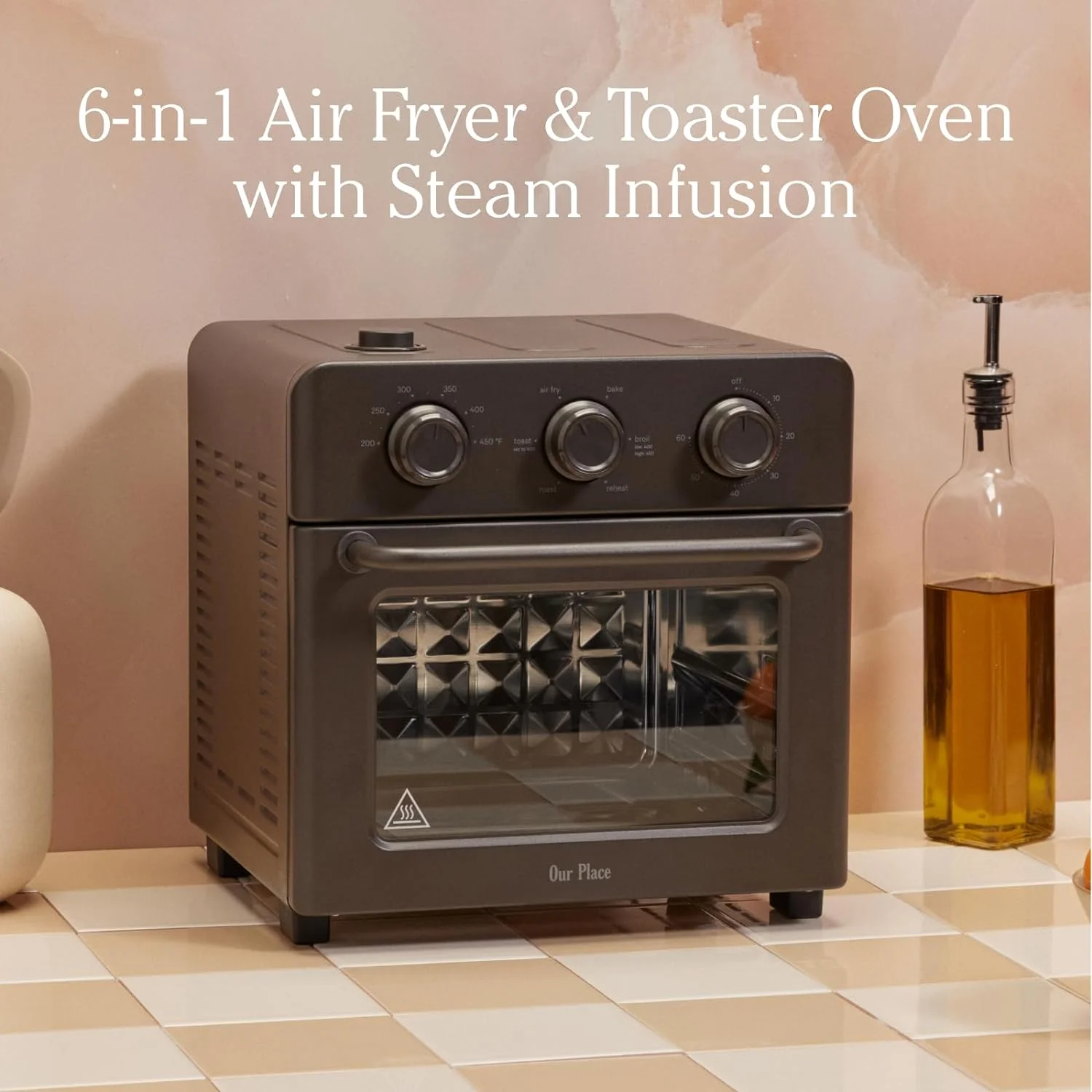 | 6-in-1 Air Fryer & Toaster Oven with Steam Infusion | Compact, Countertop Friendly, Fast Preheat, Multifunctional | Air Fry, Toast, Roast, Bake