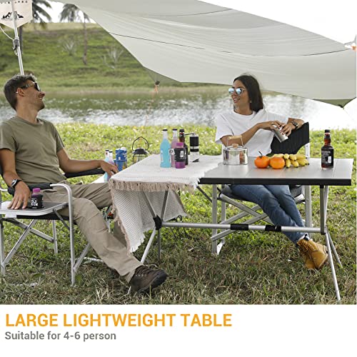 KingCamp Camping Table Folding Portable Table Aluminum Roll Up Lightweight Foldable Large Camp Table for Indoor Outdoor Picnic Backyard, 53.5"X27.5"