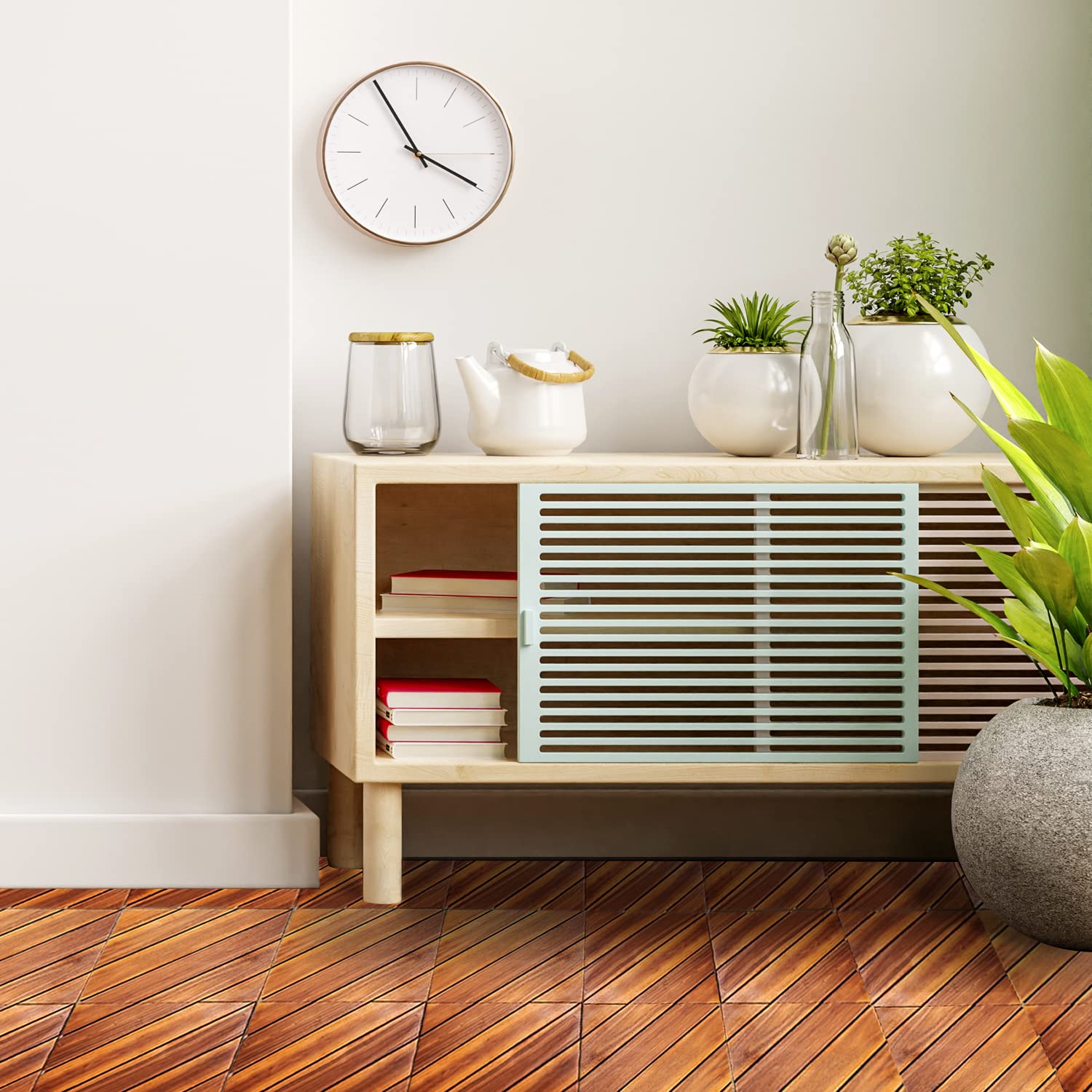 Solid Wood Interlocking Flooring Tiles (Pack of 10, 12 x 12), Acacia Deck Tiles, Floor Tiles for Both Indoor and Outdoor Use