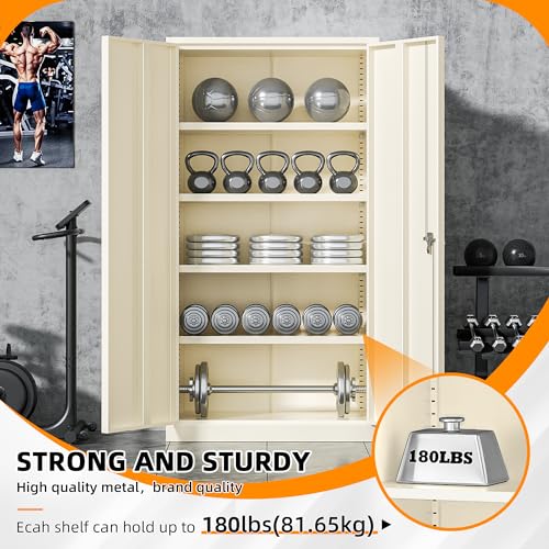 INTERGREAT Metal Storage Cabinets 72” Black Garage Steel Storage Cabinet with Doors and Shelves, Metal Tool Cabinet