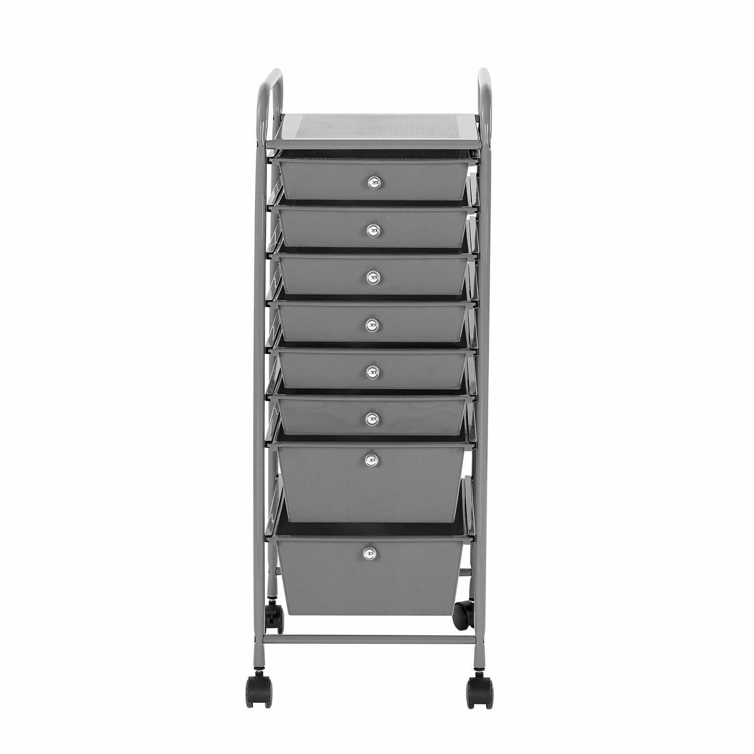 Urban Shop 8 Drawer Rolling Storage Cart Grey