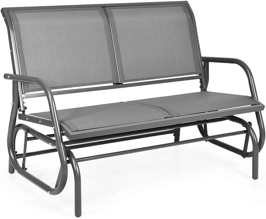 Swing Glider Chair 48 Inch with Spacious Space, 2 People Swing Lounge Glider Chair Cozy Patio Bench Outdoor & Indoor for Patio, Backyard, Poolside