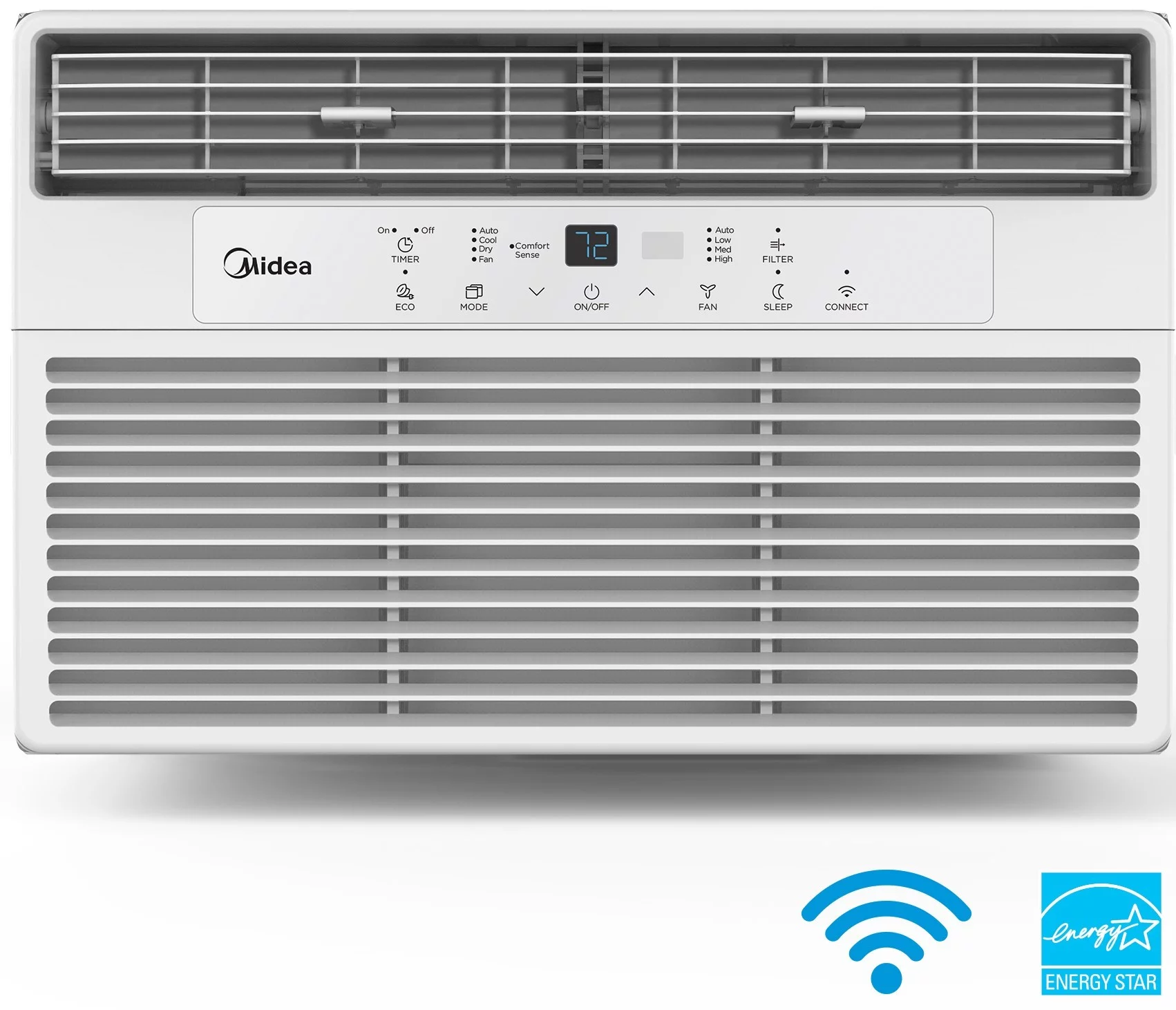 Midea 12,000 BTU 115V Smart Window Air Conditioner with ComfortSense Remote, Cools up to 550 Sq. Ft., White, MAW12S1WWT - Radiant Selections