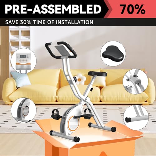 Foldable Exercise Bike Stationary Bikes for Home, 5 IN 1 Indoor Workout Bike, Cycling Bike with 16-Level Quiet Magnetic Resistance