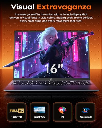 2025 Gaming Laptop, 16.0inch Laptop Computer with AMD Ryzen 7 5825U(8C/16T, Up to 4.5GHz), 16GB RAM 512GB NVMe SSD Windows 11 Laptop