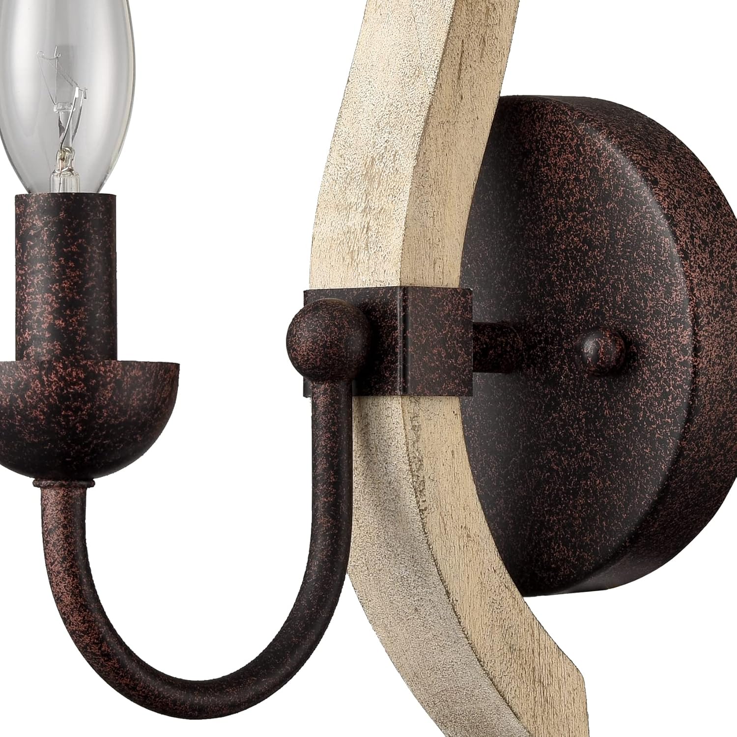 YUBOLE Farmhouse Wooden Wall Sconces Rustic Metal Candle Wall Light Fixture Set of Two