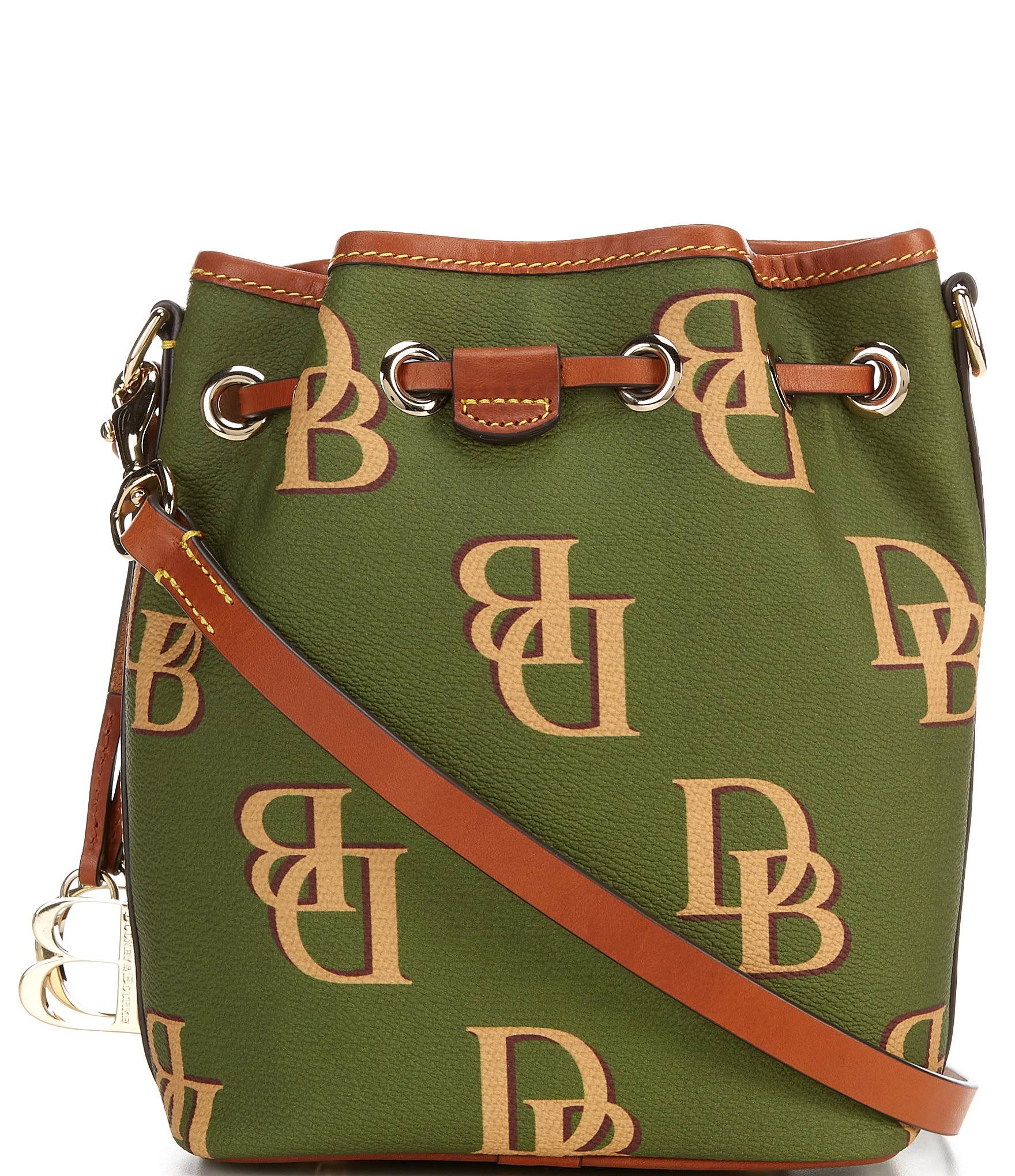 Dooney u0026 Bourke Coated Cotton Monogram Small Drawstring Bag ,Saddle