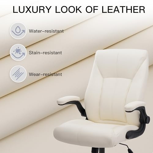 Big and Tall Office Chair for Heavy People 400lb, Executive Desk Computer Chair Adjustable Flip-up Armrests