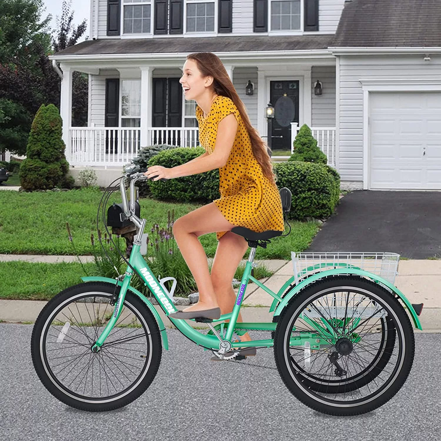 Docred Adult Tricycle 7 Speed 24 Inch Three Wheel Bike Cruiser Trike for Men/Women/Seniors