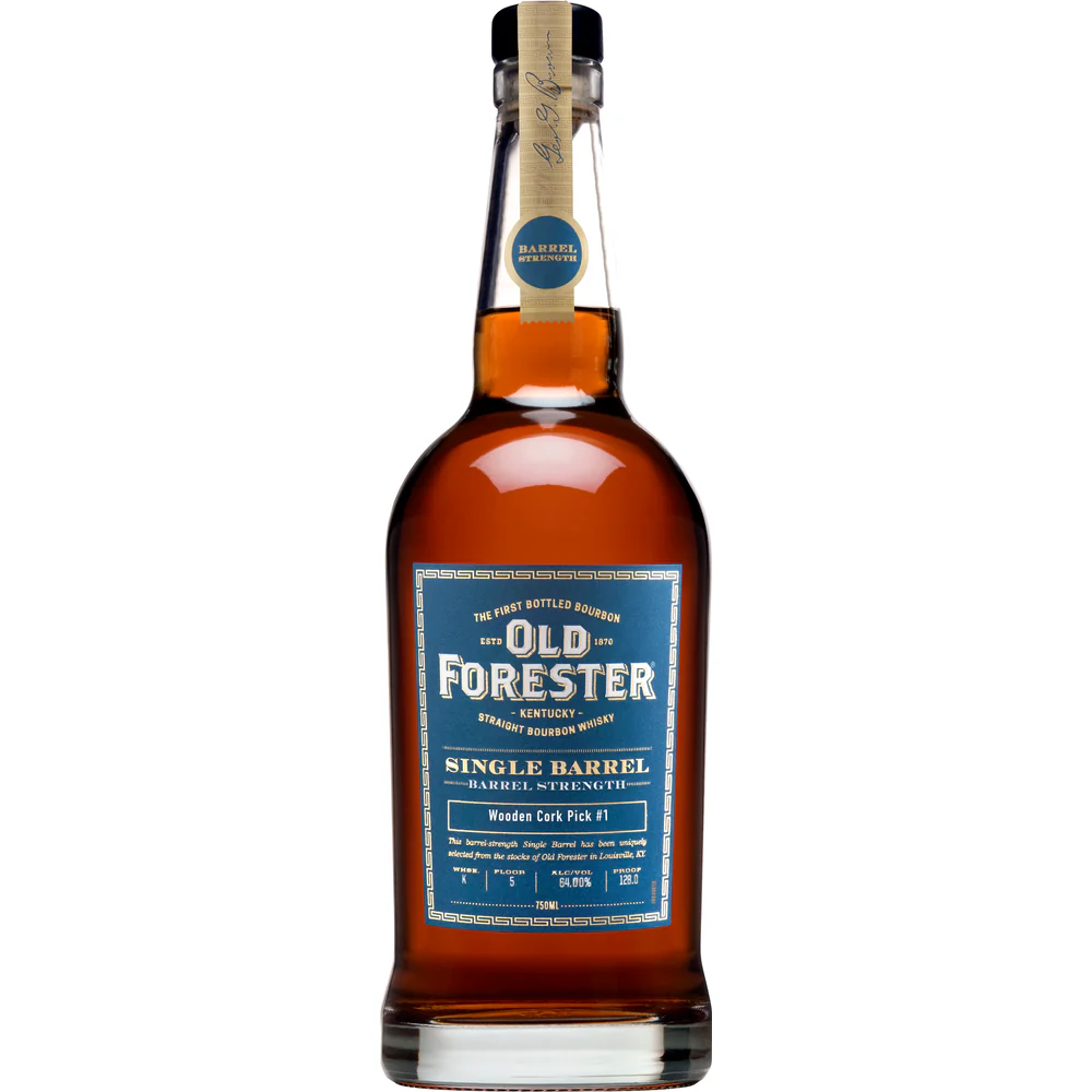 Old Forester Single Barrel Barrel Strength Bourbon Whiskey by Wooden Cork Pick #1 - Nestor Liquor