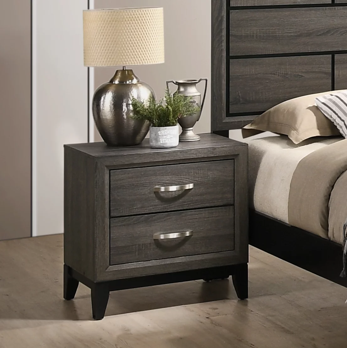 Stout Panel Bedroom Set with Bed, Dresser, Mirror, Nightstand, Chest, Wood, Dark Ash Gray, King Size