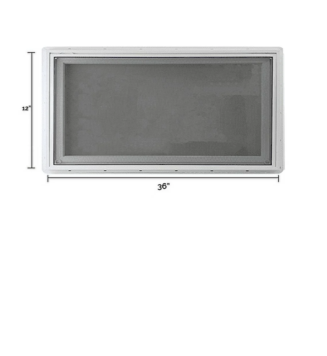 Shed Windows and More 36" x 12" Inward Opening Awning Window Tempered Low-E Glass White Vinyl Frame Casement Window
