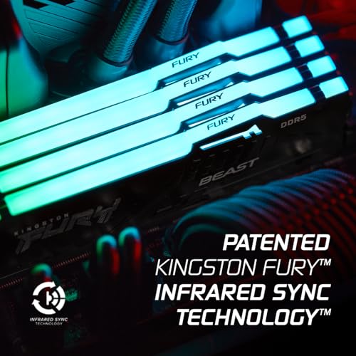 Kingston Fury Beast RGB 64GB (2x32GB) 6000MT/s DDR5 CL30 Desktop Memory | AMD Expo | Plug N Play | Kit of 2 | KF560C30BBEAK2-64