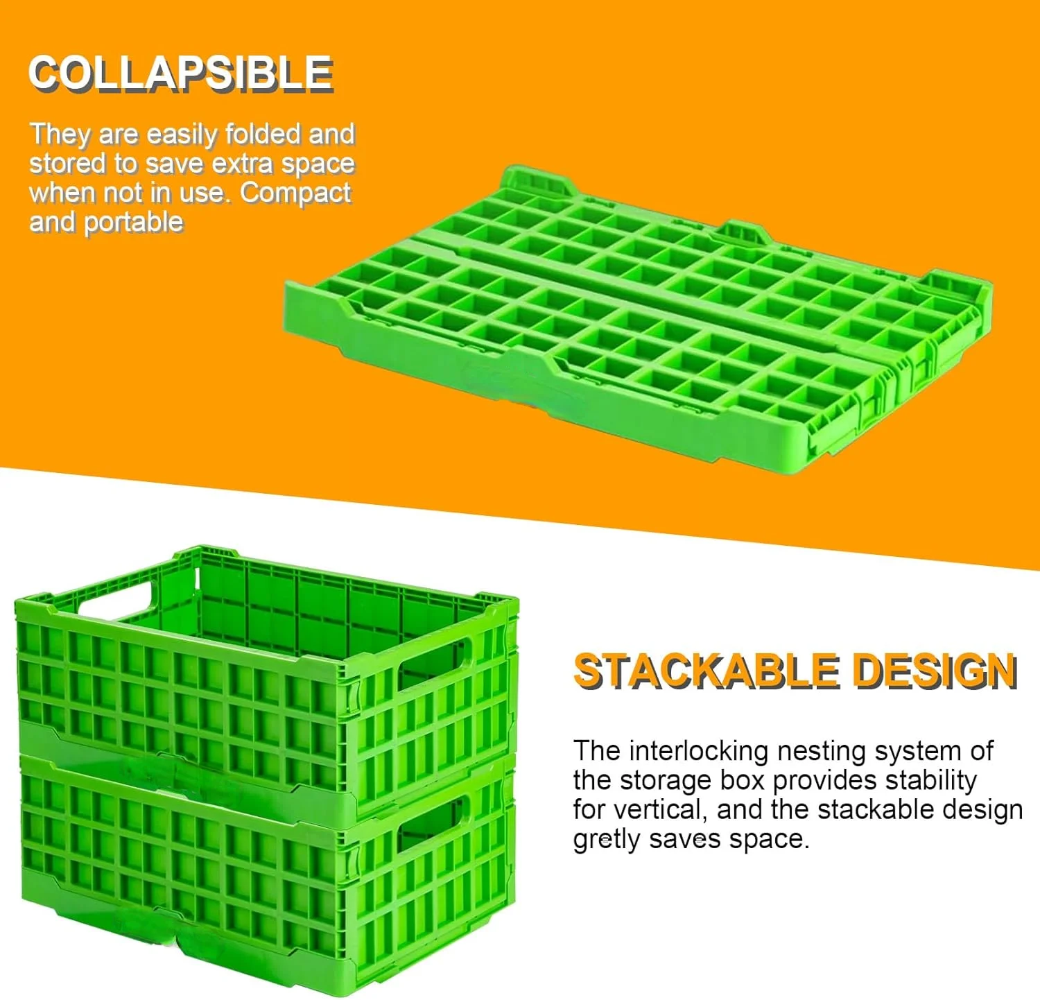 Milk Crates Heavy Duty, Crates for Storage, 20L Plastic Stackable Storage Baskets for Organizing