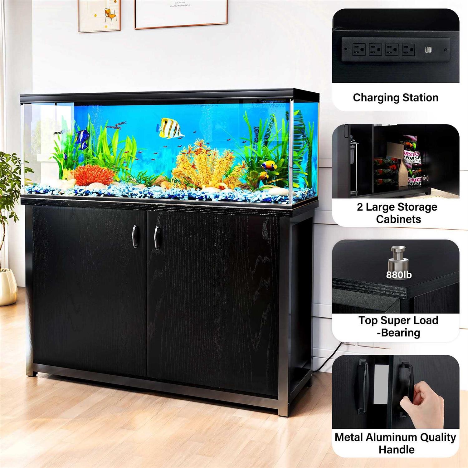 Tc-homeny 55-75 Gallon Aquarium/Fish Tank Stand with Cabinet and Charging Station/Power Outlets - Pet Supplies online store