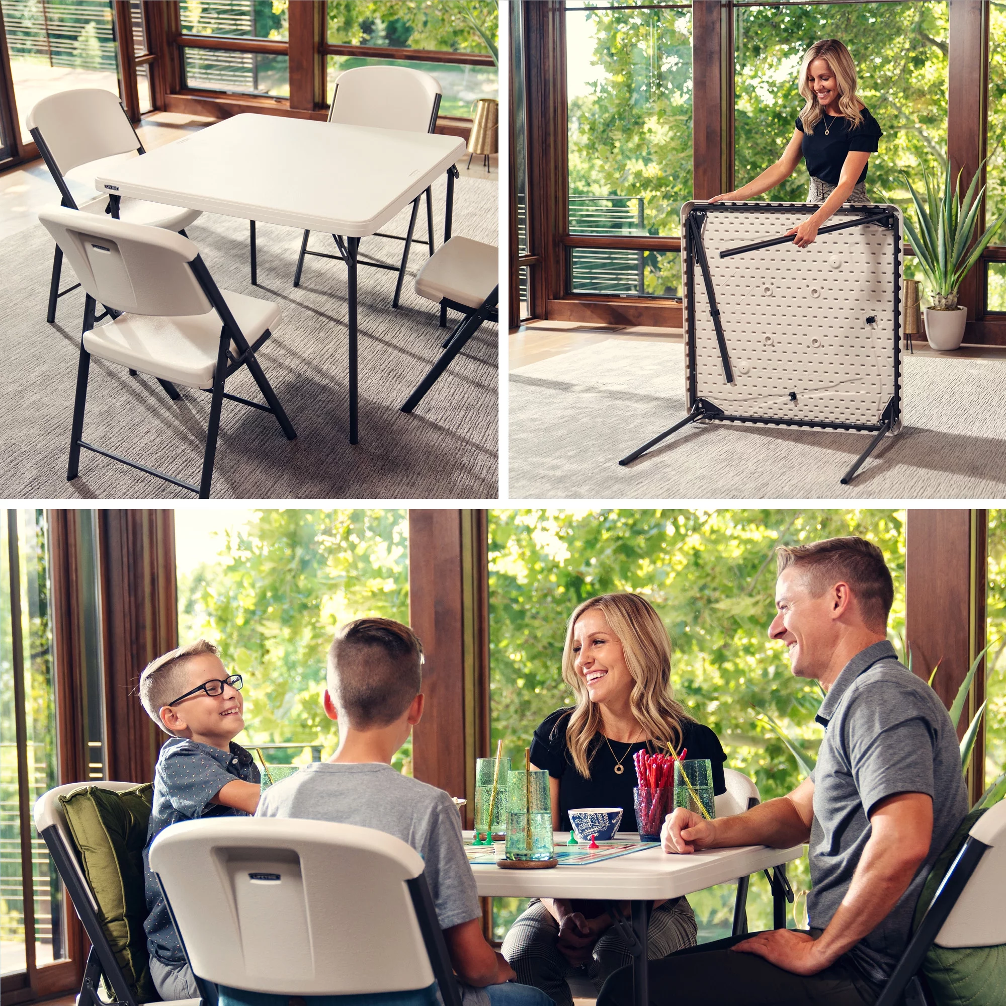 Lifetime 37 inch Square Folding Table, Indoor/Outdoor Commercial Grade, White Granite (80783)