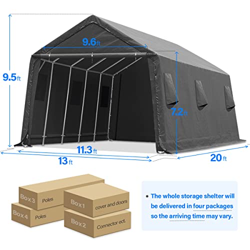 ADVANCE OUTDOOR 10x10 ft Heavy Duty Outdoor Patio Portable Canopy Storage Shelter Shed Carport with 2 Roll up Zipper Doors & Vents for Snowmobile