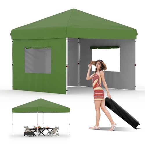 10x20 Pop Up Canopy - Easy Up Camping Tent with One Roller Bag, 3 Adjustable Height, 4 Weight Bags for Deck, Garden, Sports, Beach, Party - White