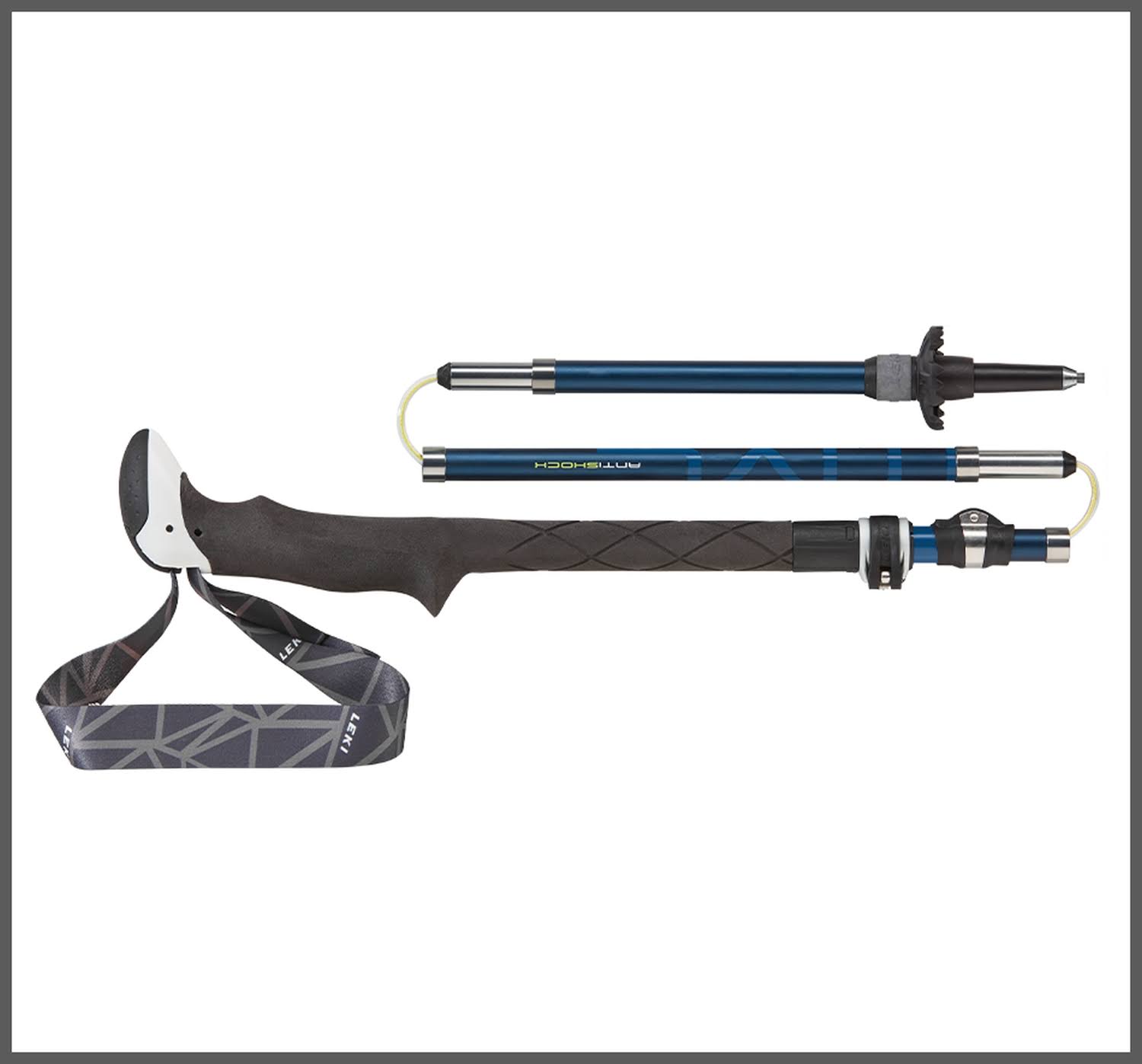 Leki Micro Vario Carbon Antishock Trekking Poles White Blue Lime Green