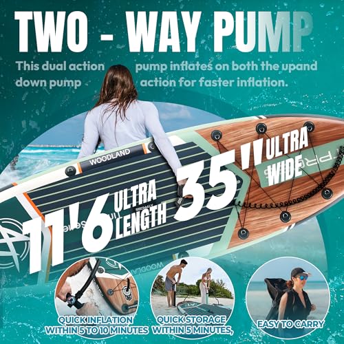 11'6"x35" Inflatable Stand Up Paddle Board 450LBS Weight Capacity Extra Wide Non-Slip Stable Deck Adult SUP