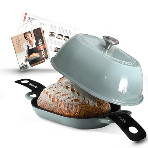 Enameled Cast Iron Dutch Oven for Professional Sourdough Bread Baking | 5.5 Quart Loaf Size Oval Cookware Pot with Lid | Triple-Layer Enamel Coating