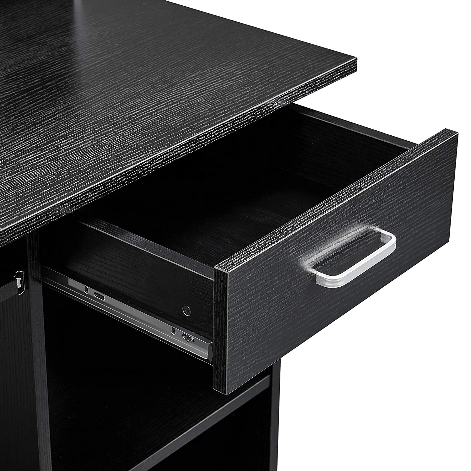 Home Office Wood Computer Desk with Keyboard Tray and Drawers, Students Writing Table with Storage Drawers & Hutch, Modern PC Laptop Desk