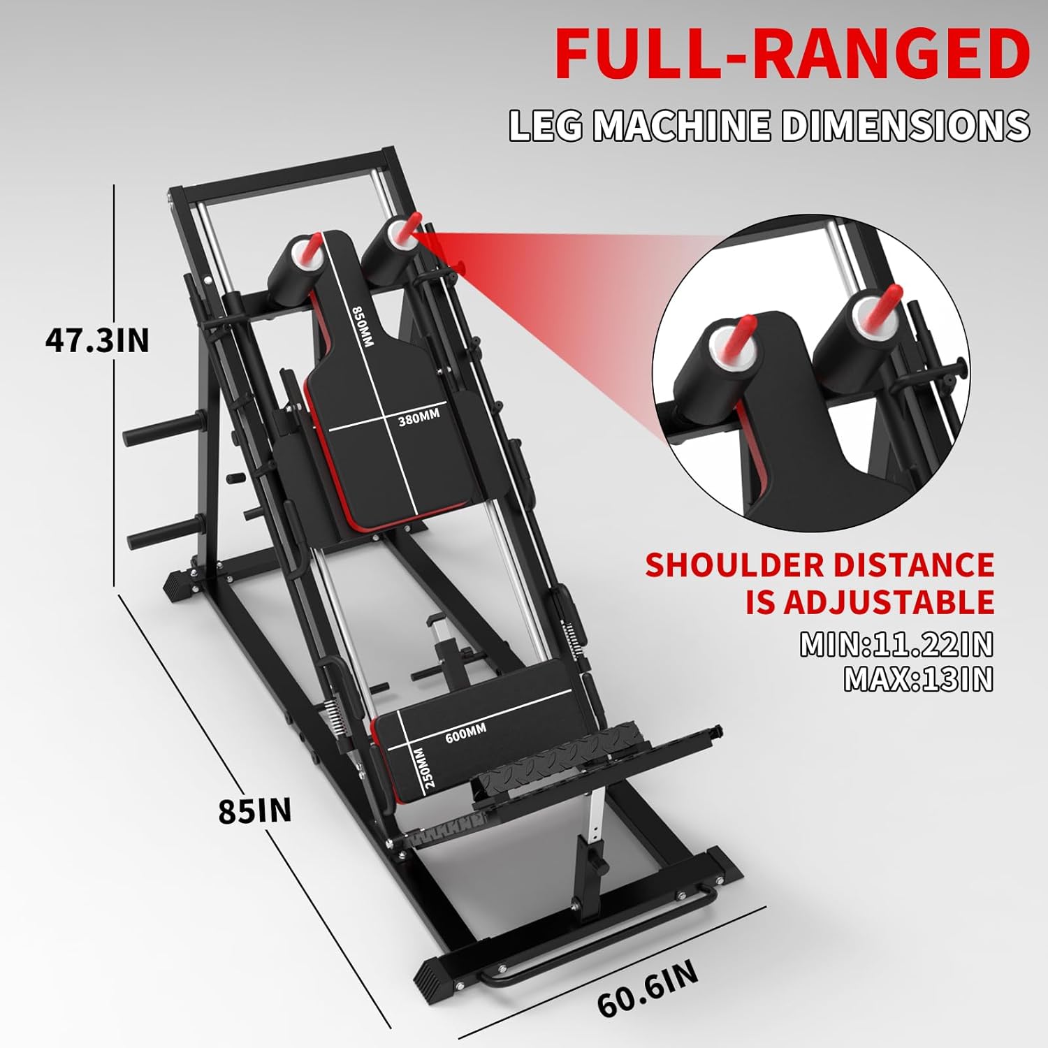Leg Press Hack Squat Machine Combo, Hack Squat Leg Press Machine with Weight Storage Posts