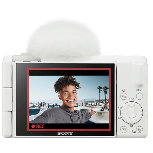 Sony ZV-1F Vlogging Camera (White)|20.1MP | 64GB Extreem Speed Memory,.43 Wide Angle & 2X Lenses, Case. Tripod, Filters, Hood, Grip