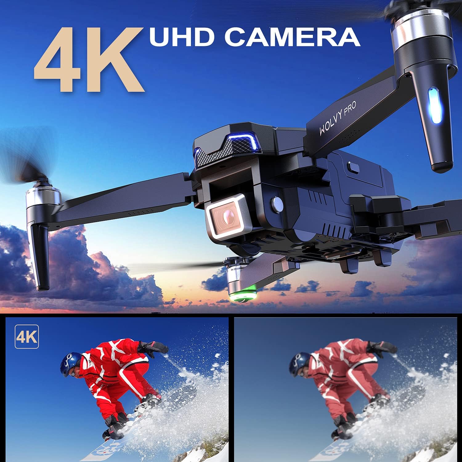 Drones with Camera for Adults 4K UHD, 60 Minutes Flight Time Quadcopter with Brushless Motor, GPS Return Home