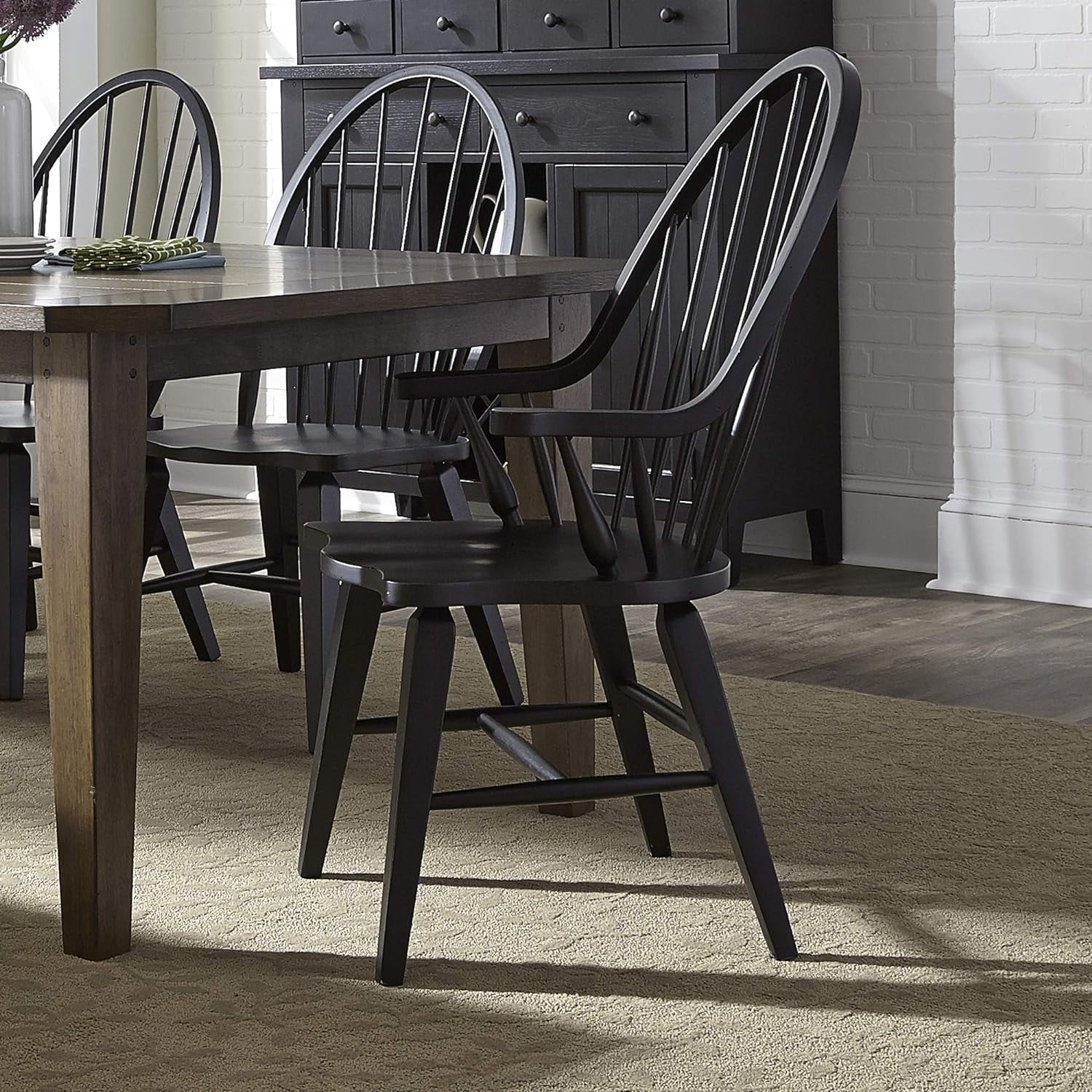 Windsor Back Arm Chair, W25 X D25 X H41, Black