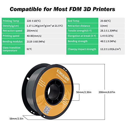 Kingroon PLA 3D Printer Filament, 12Rolls, Dimensional Accuracy +/- 0.03 mm, 12kg Spool(26.4lbs)