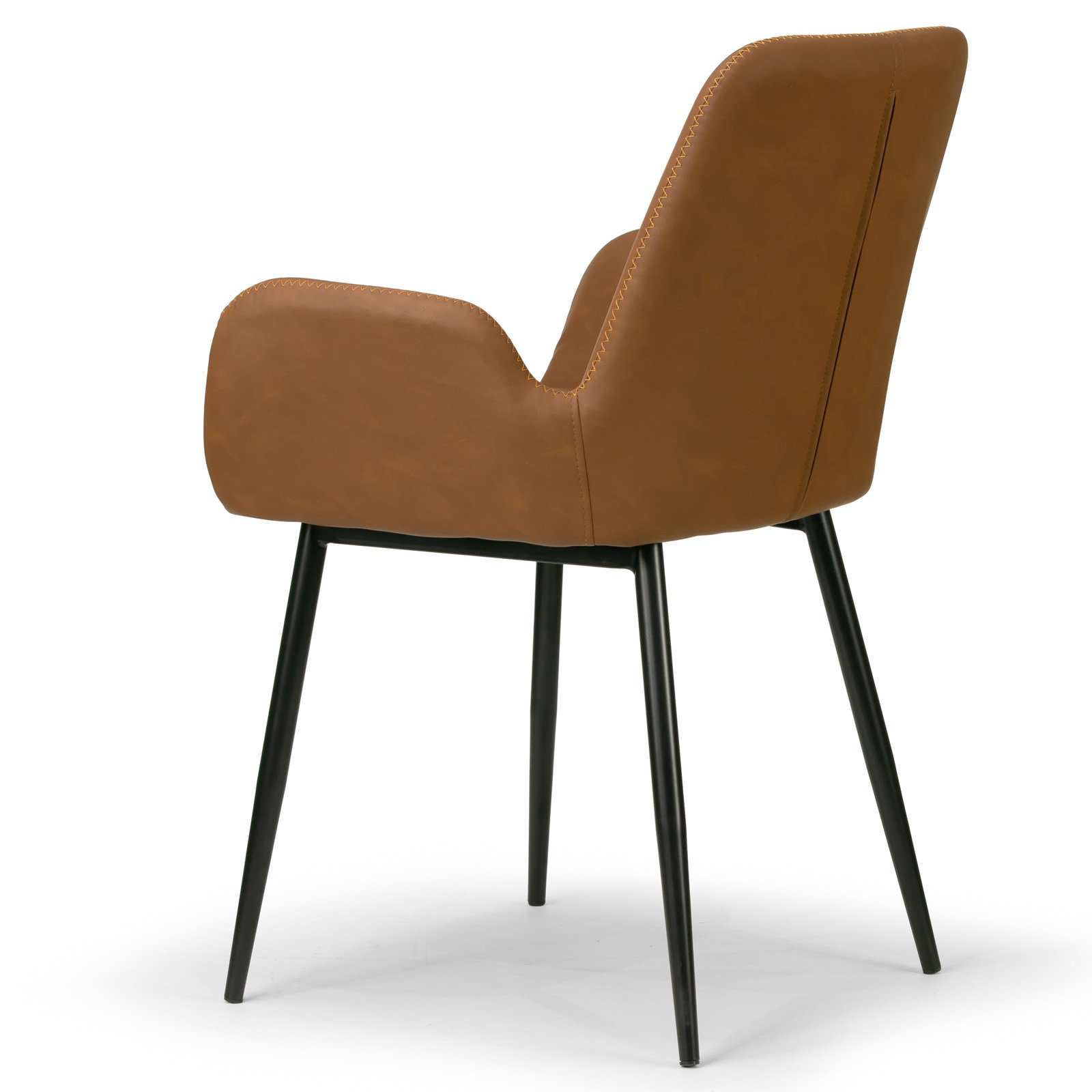 Glamour Home Alrik 19.25" Modern Faux Leather Arm Chairs in Brown (Set of 2)