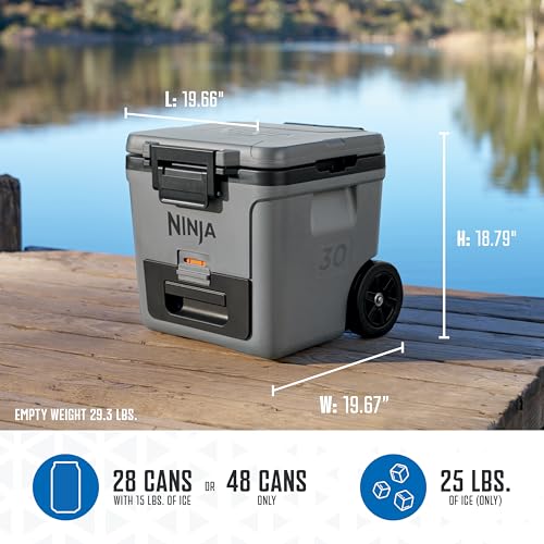 Ninja FrostVault 45qt Wheeled Cooler with Dry Zone, Integrated Fridge-Temp Dry Storage Drawer, Premium Heavy-Duty Insulated Cooler