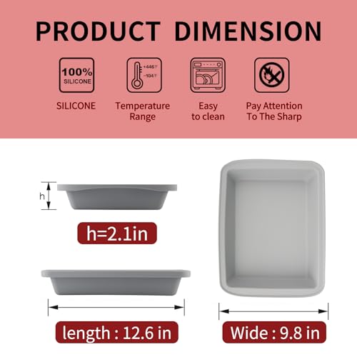Silicone Baking Dish with Handles, Deep Rectangular Bakeware Cake Pan, Compatible with Fancy Panz, for Lasagna, Cake, Brownie or Family Dinner