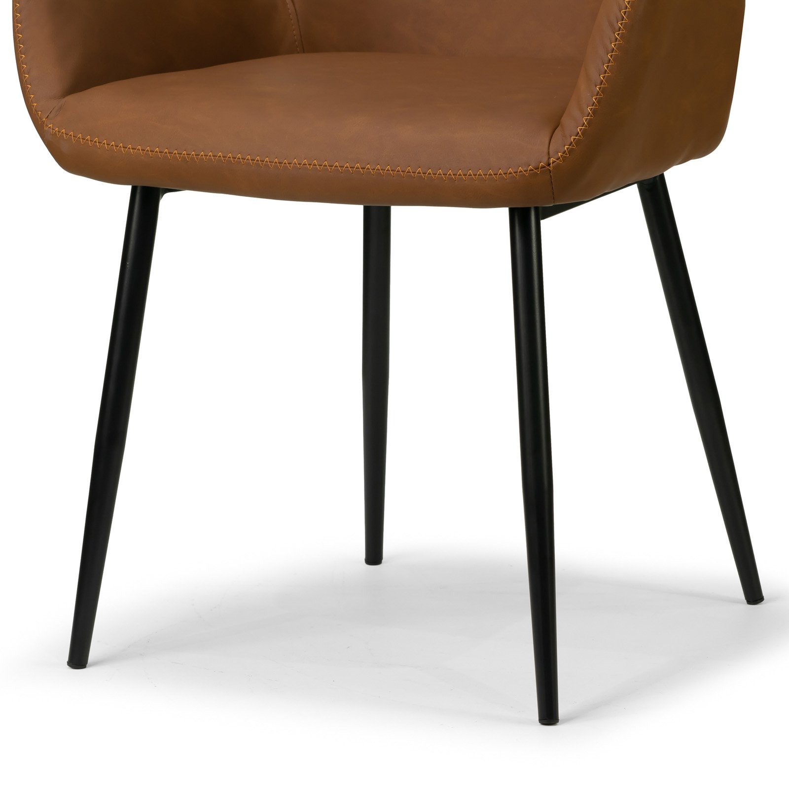 Glamour Home Alrik 19.25" Modern Faux Leather Arm Chairs in Brown (Set of 2)