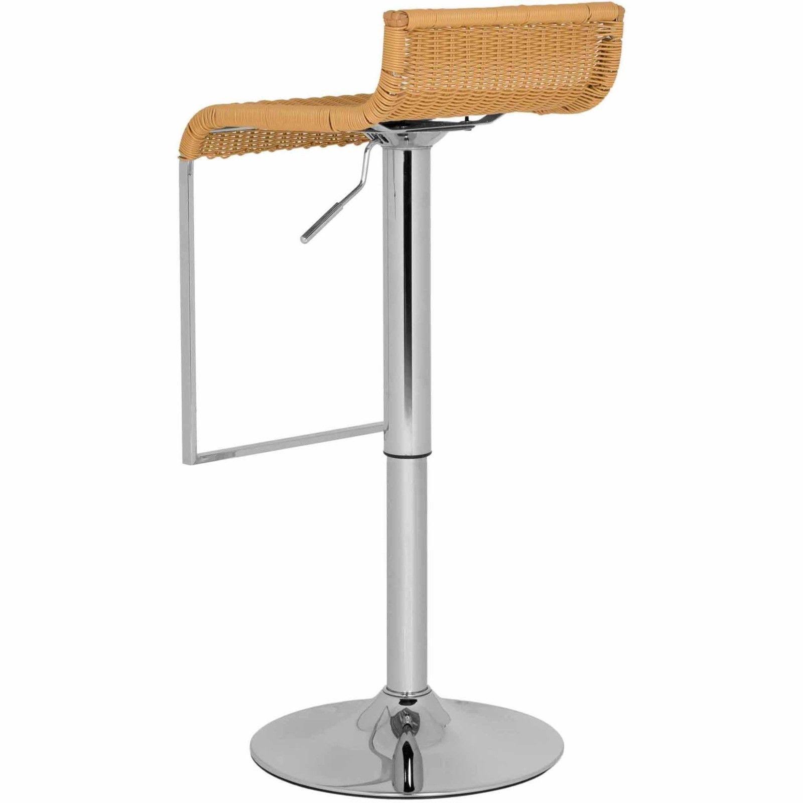 Safavieh Zandrea Chrome Steel Barstool Natural Wicker