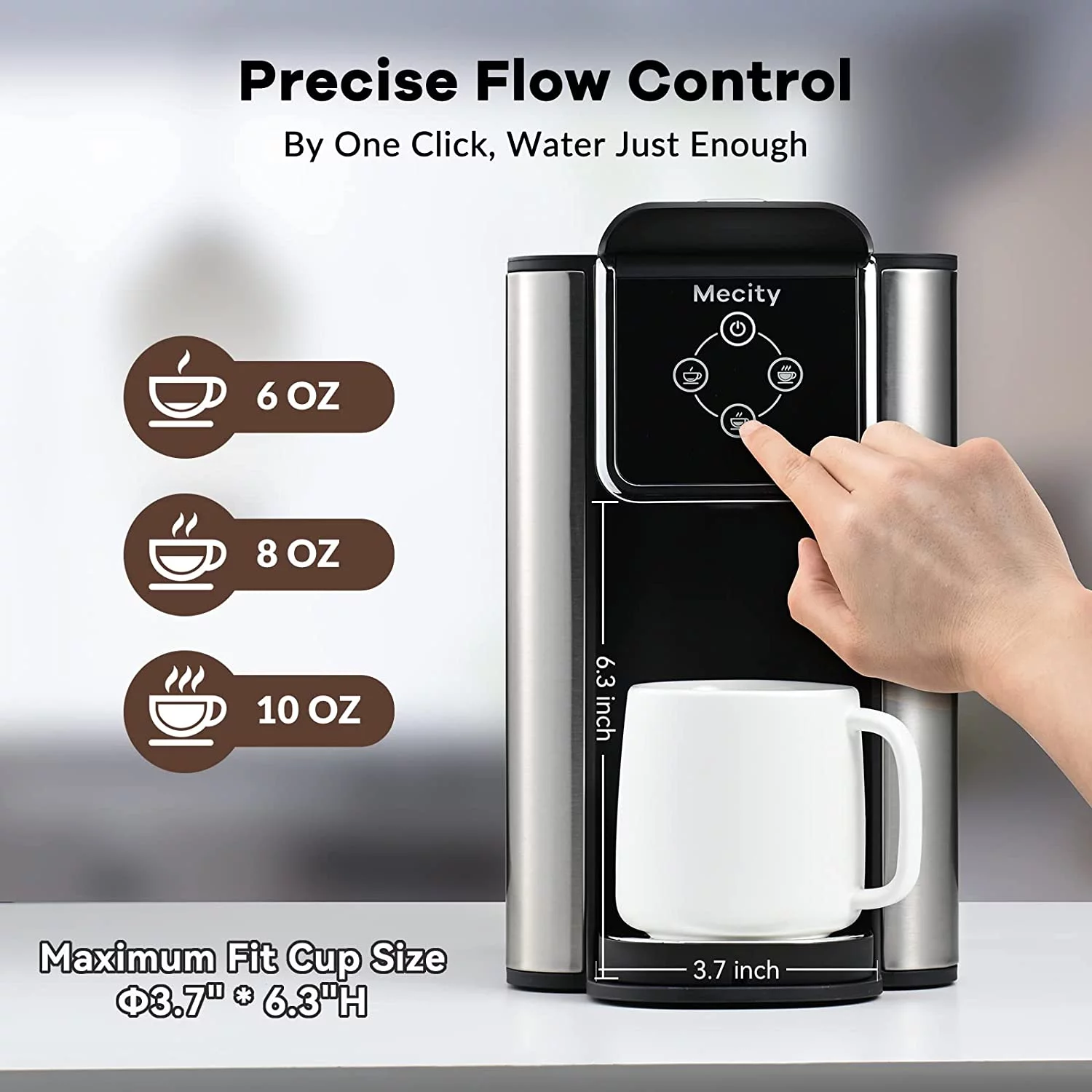 Mecity Coffee Maker 3 in 1 Single Serve Coffee Machine, Compatible with K cup Capsules, Instant Coffee Pot, Tea maker, 6,8,10 Oz Cup