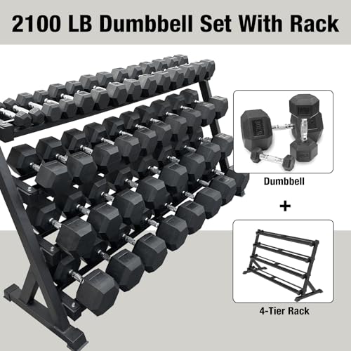 550 lbs 1200lbs 2100 lbs Dumbbells Weight Set, Hex Dumbbell Sets, Gyms Weights Dumbbells Sets, Weight Set for Home Gym, Strength Training