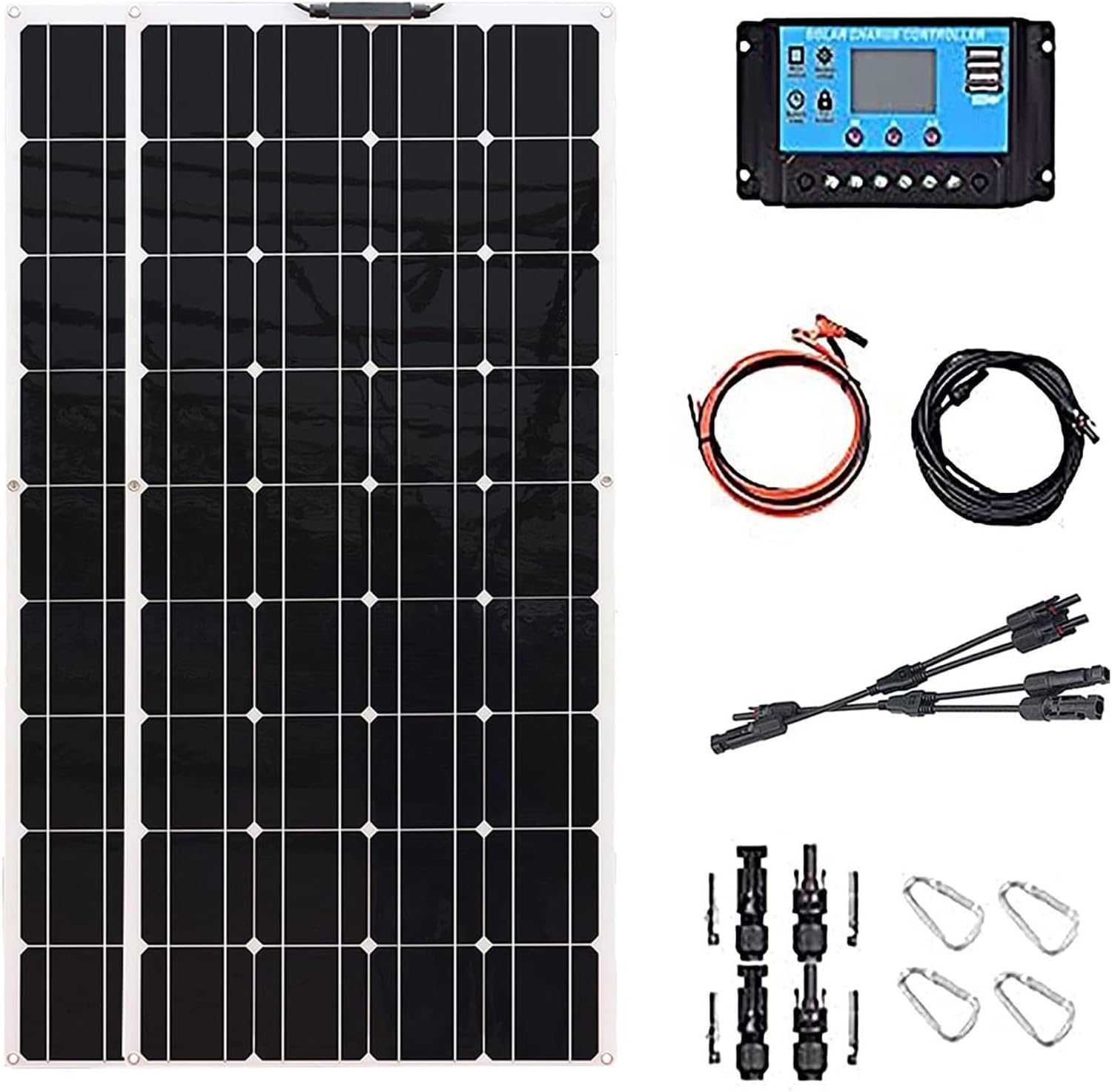 LAW Solar Panel 4×200W 12V/24V Monocrystalline Flexible 800W System Kit Solar Battery Charger with PV Connector with 40A Controller for RV Boat Cabin