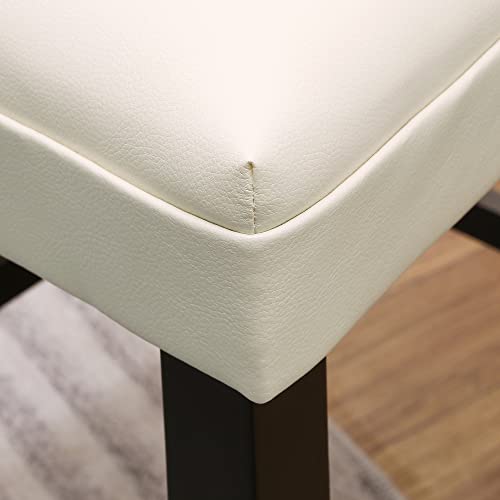 Counter Bar Chair Set of 4, 26” Counter Height Stools, Upholstered Bar Stools with Solid Wood Legs and Soft Faux Leather Seat